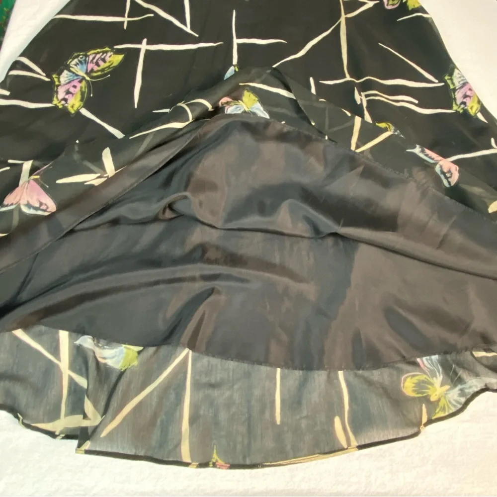 Due Per Due Vintage Butterfly Print Maxi Skirt Y2K Boho Fairycore Silk Blend 4 - Picture 8 of 12